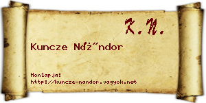 Kuncze Nándor névjegykártya